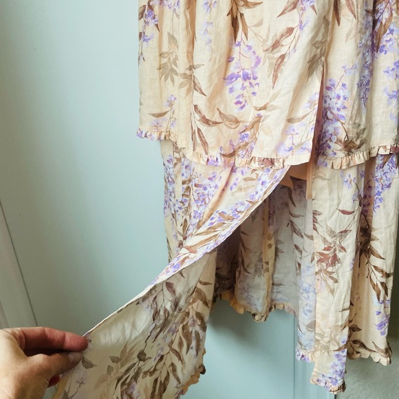 House of Harlow Linen Bustier Lace Up Back Tiered Maxi Dress - Picture 15 of 16